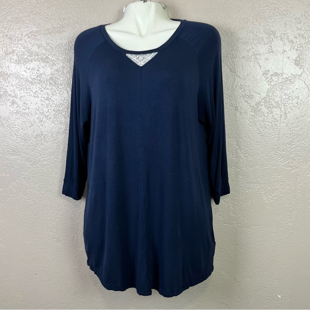 5 for $30 Cato Shirt Woman Size M Navy Blue  3/4 Sleeve Comfort‎ Top